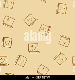 seamless pattern chnavigation nautical map cartoon. maritime ocean, sea coastline, compass latitude chnavigation nautical map sign vector Stock Vector
