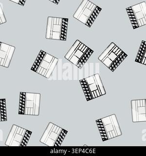 seamless pattern action clapperboard cartoon. director slate, camera media, cinematography black action clapperboard sign vector Stock Vector
