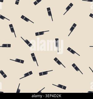 pattern dark radio transceiver with extended antenna and visible buttons on white background, portable wireless communication device symbolizing secur Stock Vector