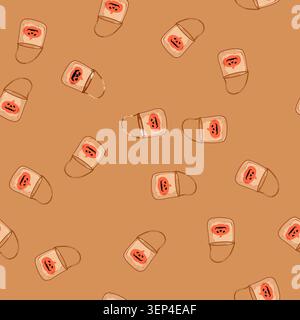 seamless pattern orange halloween bucket cartoon. decoration horror, party basket, smile celebration orange halloween bucket sign vector Stock Vector