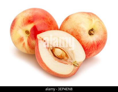 sliced white nectarine path isolated on white Stock Photo