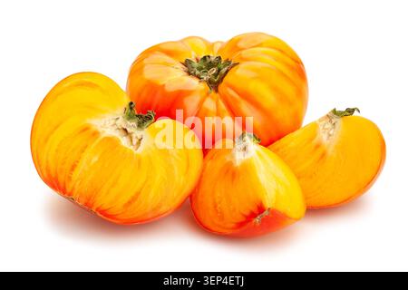 sliced tomato path isolated on white Stock Photo