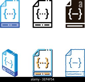 Coding File Document System Vector Thin Line Icon. Binary System, Data Encryption Linear Pictogram. Web Development, Programming Languages, Bug Fixing Stock Vector