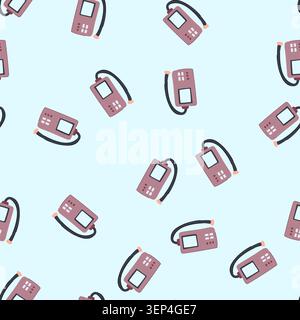 pattern health spirometer cartoon. breathing assessment, diagnosis monitor, spirometric device health spirometer sign. seamless vector illustration Stock Vector
