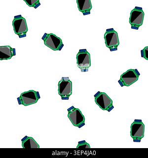 pattern boy kid watch time cartoon. digital fashion, wrist clock boy kid watch time sign vector Stock Vector