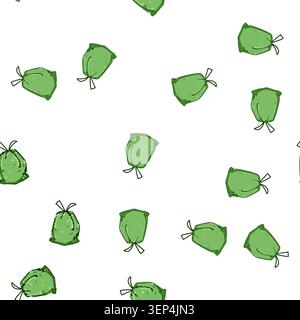 pattern organic compostable trash bag cartoon. recycling natural, plantbased renewable, earthfriendly disposable organic compostable trash bag sign ve Stock Vector