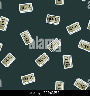 seamless pattern lightweight travel alarm clock cartoon. battery loud, durable multifunction, led display lightweight travel alarm clock sign vector Stock Vector