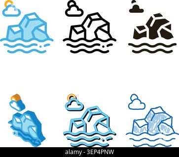Iceberg in Sea Icon Vector. Outline Iceberg in Sea Sign. Isolated styleset Contour Symbol Stock Vector