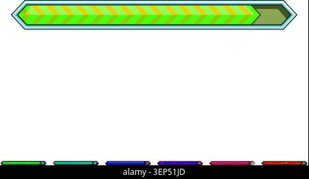 Stylized loading bar with a zigzag pattern, indicating achievement, advancement, and progression in a user interface element for games or applications Stock Vector
