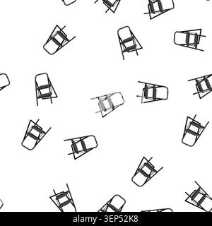 pattern work step ladder safety cartoon. work step ladder safety sign vector Stock Vector