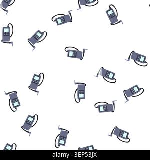 pattern portable handheld device measuring gas levels or air quality, showing a digital screen, interface buttons, and a connected probe for environme Stock Vector