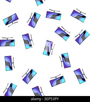 pattern show curved screen cartoon. light curve, party panel, blue wall show curved screen sign vector Stock Vector