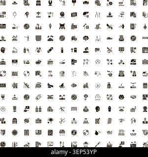 Large set of diverse black silhouette icons representing various concepts, activities, and objects related to business, communication, health, and eve Stock Vector