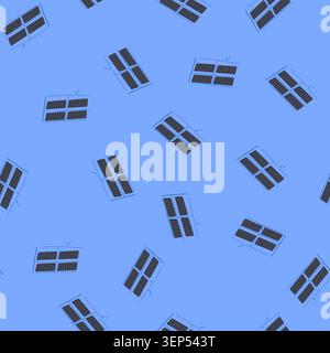 pattern power solar charger cartoon. portable eco, friendly device, battery panel power solar charger sign. seamless vector illustration Stock Vector
