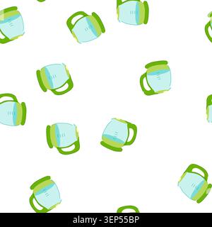 pattern cordless kettle electric cartoon. stainless fast, heat automatic, shutoff capacity cordless kettle electric sign. seamless symbol vector illus Stock Vector
