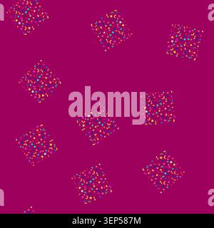 seamless pattern Abstract festive background featuring a dynamic scattering of colorful geometric shapes including stars, circles, squares, hexagons, Stock Vector