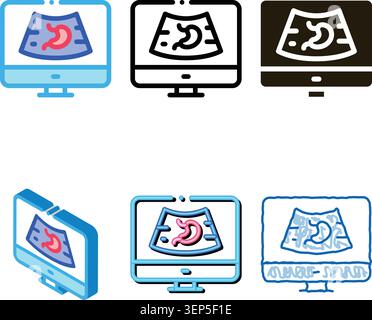 computer diagnostics of diversity stomach icon vector. computer diagnostics of stomach sign. color symbol Stock Vector