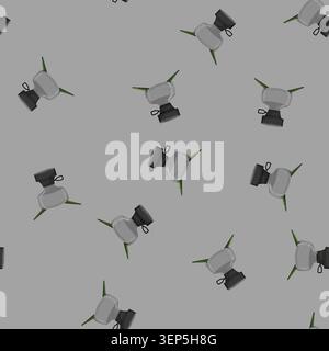 seamless pattern travel stove camp cartoon. travel stove camp sign vector Stock Vector