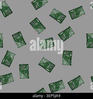 seamless pattern electronic microcontroller cartoon. computer isometric, processor microchip, arduino abstract electronic microcontroller sign vector Stock Vector