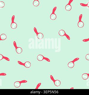 pattern handheld personal accessory featuring a red handle and a circular reflective surface, commonly used for grooming, makeup application, or exami Stock Vector