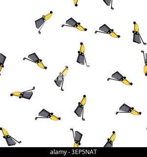 pattern grass lawn mower cartoon. cut care, equipment mover, spring mow grass lawn mower sign vector Stock Vector