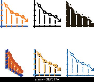 Falling Chart Icon Vector. Outline Falling Chart Sign. Isolated Contour variations Symbol Stock Vector