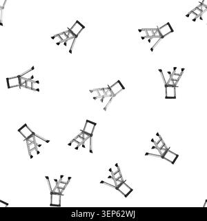 pattern construction step ladder safety cartoon. construction step ladder safety sign vector Stock Vector