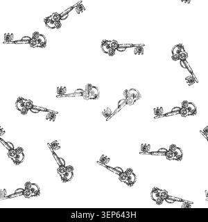 seamless pattern gears steampunk device hand drawn. clockwork anachronism, cogwheel steam, invention contraption gears steampunk device black sketch i Stock Vector