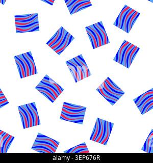 pattern Colorful abstract pattern featuring alternating red and blue vertical wavy lines on a light blue background, creating a dynamic and fluid visu Stock Vector