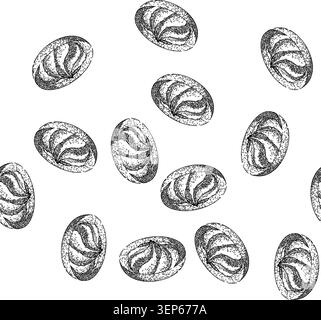 seamless pattern wasabi green hand drawn. sushi food, japan ingredient, fresh organic, horseradish gourmet, raw condiment wasabi green black sketch il Stock Vector
