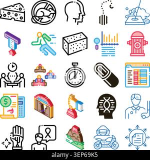 Set of different doodle style vector icons representing diverse concepts including health, finance, sports, technology, and everyday objects on a whit Stock Vector
