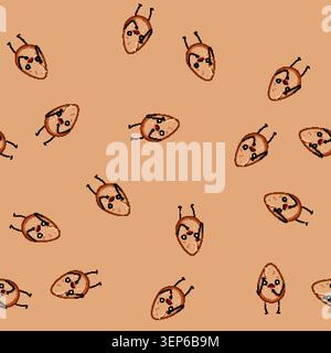 seamless pattern cute egg character cartoon. easter mascot, face funny, fun hedoodle cute egg character sign vector Stock Vector