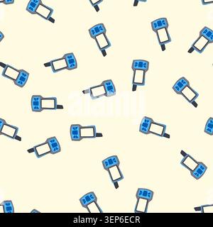 pattern navigator handheld gps cartoon. receiver orientation, navigation forest, topography geocache navigator handheld gps sign. seamless vector illu Stock Vector