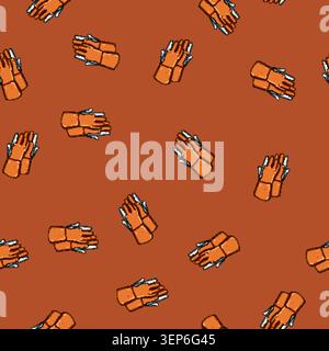 seamless pattern steel gloves welding cartoon. worker man, safety work, industry construction steel gloves welding sign vector Stock Vector