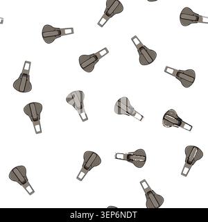 pattern fasteners zipper puller cartoon. line textile, apparel collection, flat sketch fasteners zipper puller sign vector Stock Vector
