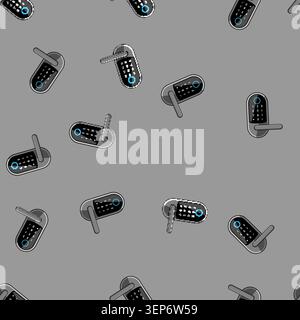 seamless pattern sm fingerprint door lock cartoon. entry authentication, home system, wireless code sm fingerprint door lock sign vector Stock Vector