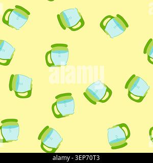 pattern cordless kettle electric cartoon. stainless fast, heat automatic, shutoff capacity cordless kettle electric sign. seamless vector illustration Stock Vector
