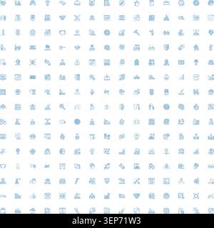 Large collection of diverse linear blue icons representing various concepts including business, medicine, education, lifestyle, and technology, organi Stock Vector