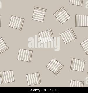seamless pattern Roller blind providing privacy and light control for a window, featuring alternating beige and white horizontal stripes in a simple c Stock Vector