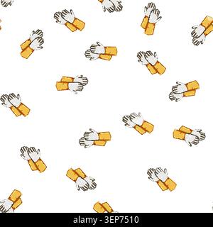 pattern man gloves welding cartoon. safety work, industry construction, arc iron man gloves welding sign vector Stock Vector