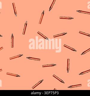 seamless pattern Industrial hydraulic cylinder serving as a powerful mechanical actuator for generating linear force and motion in heavy machinery and Stock Vector