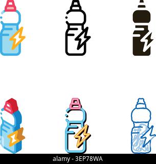 Energy Drink in Bottle forms Icon Vector. Outline Energy Drink in Bottle Sign. Isolated Contour Symbol Stock Vector