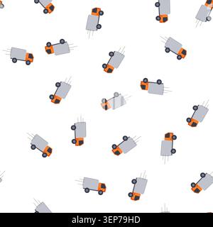 pattern distribution delivery truck cartoon. parcel fleet, ing dispatch, route driver distribution delivery truck sign. seamless symbol vector illustr Stock Vector