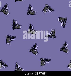 seamless pattern rink inline skates cartoon. fast fitness, pair leg, skating logo rink inline skates sign vector Stock Vector