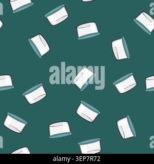 seamless pattern stackable glass food storage container cartoon. microwaveable dishwasher, freezer bpafree, sustainable versatile stackable glass food Stock Vector