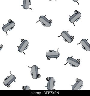pattern condition vacuum pump cartoon. underwater compressor, worker mechanic, dial treatment condition vacuum pump sign vector Stock Vector