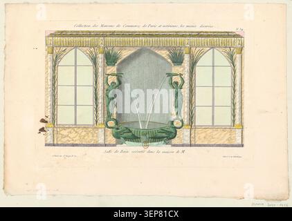Engraving presents a bathroom installed in a Paris residence in 1808 within a refined interior decoration scheme showing a fitted bathing space and domestic arrangements typical of elite French Empire homes Stock Photo