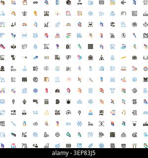 Big collection of isometric icons illustrating various concepts including technology, medicine, business, environment, food, lifestyle, and security f Stock Vector