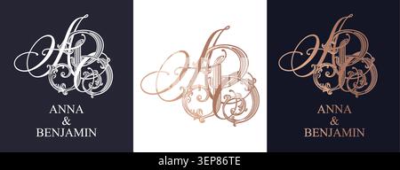 Premium vector AB BA monogram logo. Elegant initials for boutique branding, luxury business and personal identity. Stock Vector