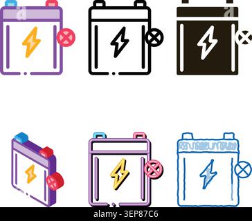 Dead Battery Icon Vector. stylized Outline Dead Battery Sign. Isolated Contour Symbol Stock Vector
